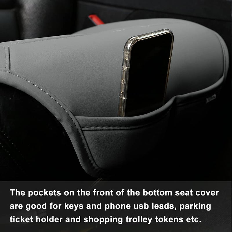 Black Panther Car Seat Cover, 1 Piece Universal Sideless Driver Seat Protector, with Lumbar Support and Headrest Cover (Gray) - Image 4